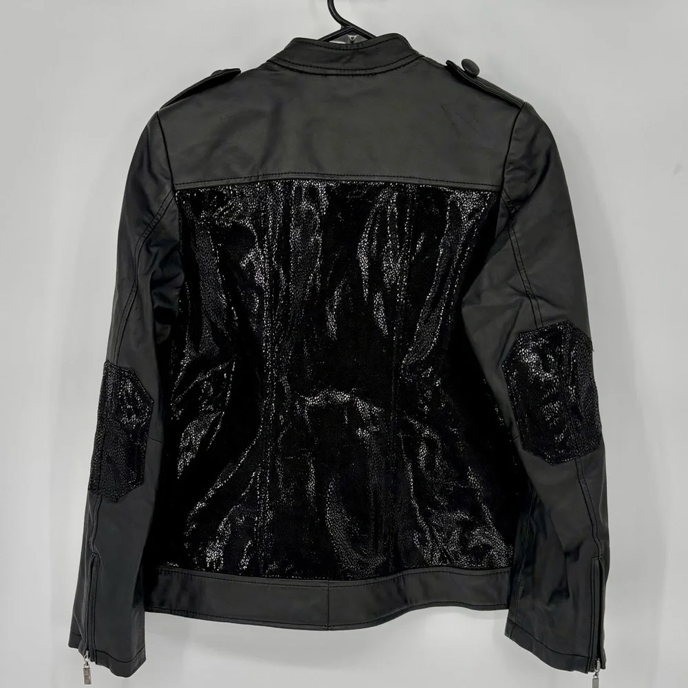 Pamela McCoy Black Leather Moto Jacket - Picture 2 of 13